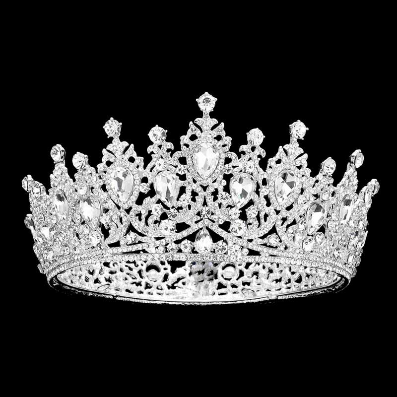 Teardrop Stone Accented Crown Tiara - Luzilly Bridal & Apparel