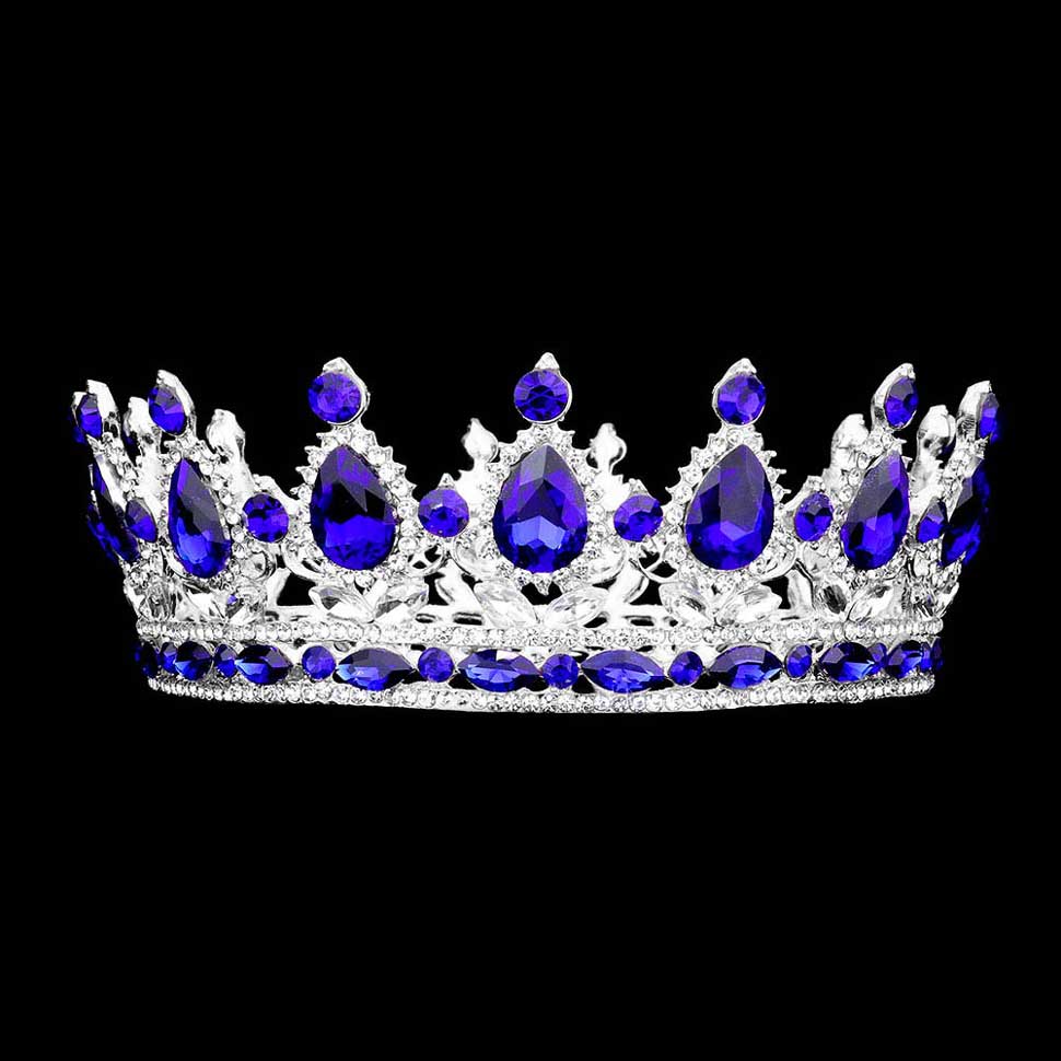 Teardrop Stone Accented Crown Tiara - Luzilly Bridal & Apparel