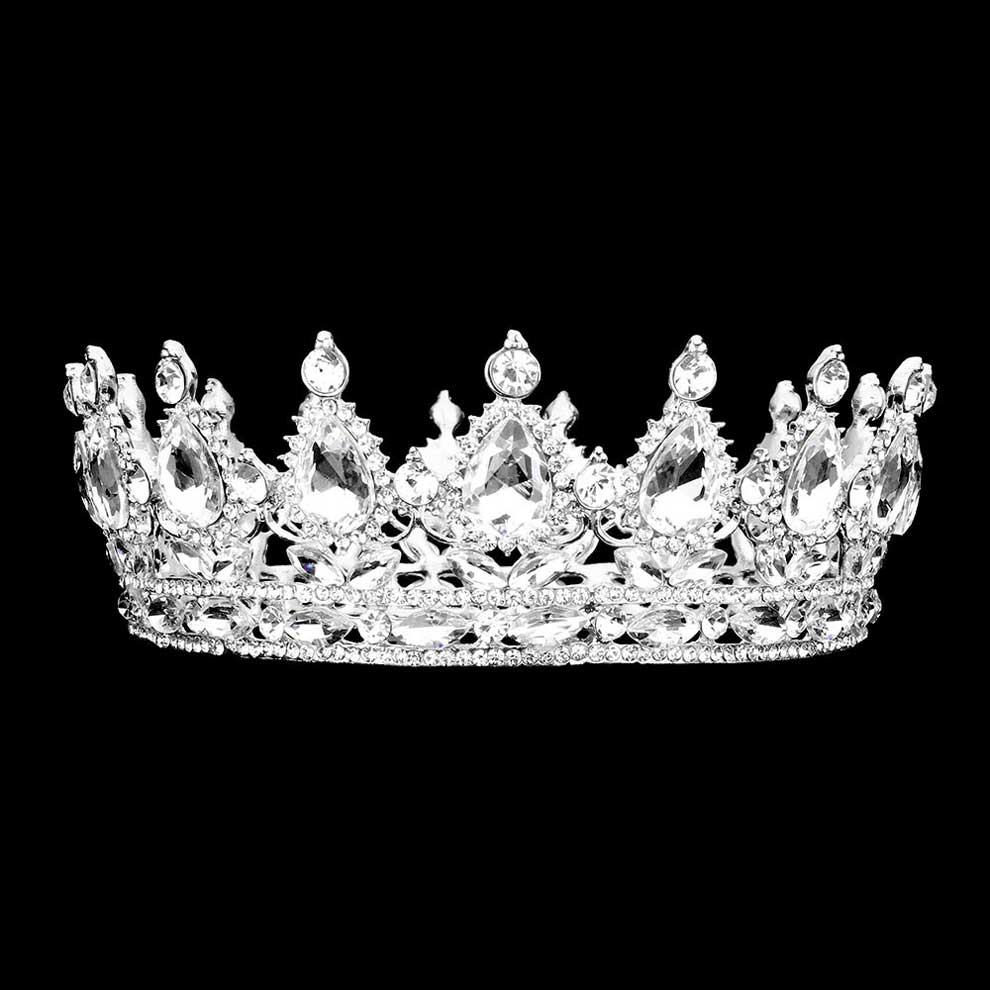 Teardrop Stone Accented Crown Tiara - Luzilly Bridal & Apparel
