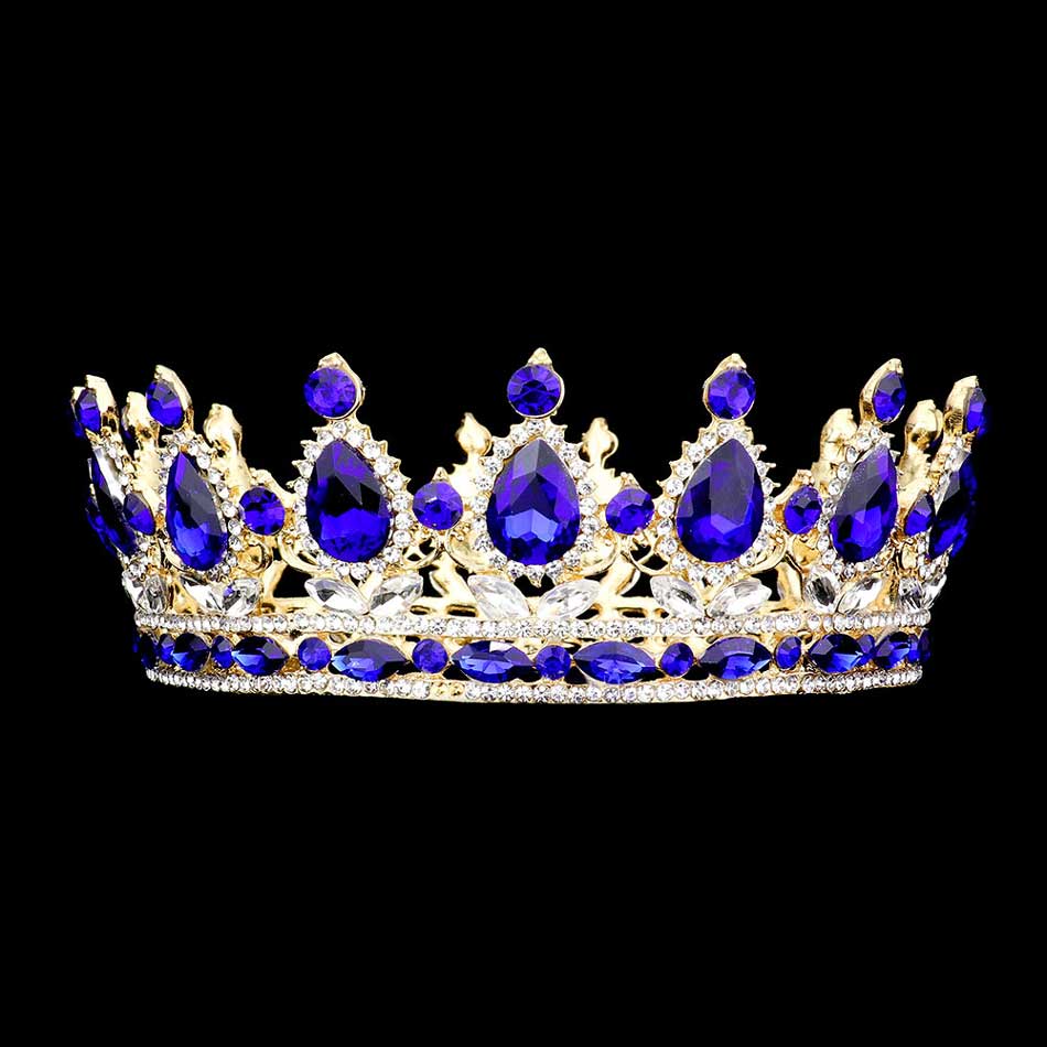 Teardrop Stone Accented Crown Tiara - Luzilly Bridal & Apparel