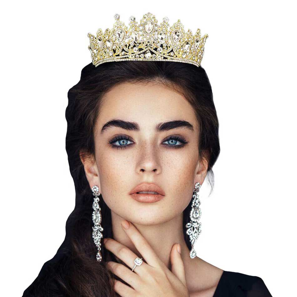 Teardrop Stone Accented Crown Tiara - Luzilly Bridal & Apparel