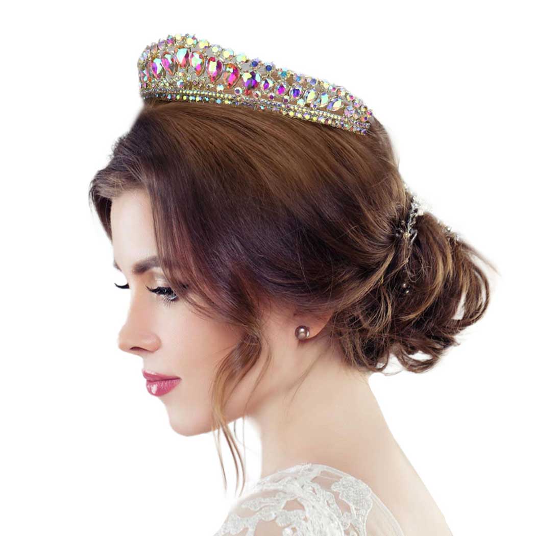 Teardrop Stone Cluster Princess Tiara - Luzilly Bridal & Apparel
