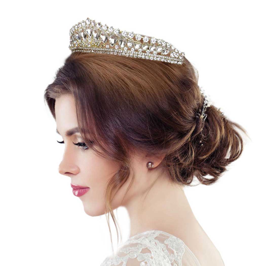 Teardrop Stone Cluster Princess Tiara - Luzilly Bridal & Apparel