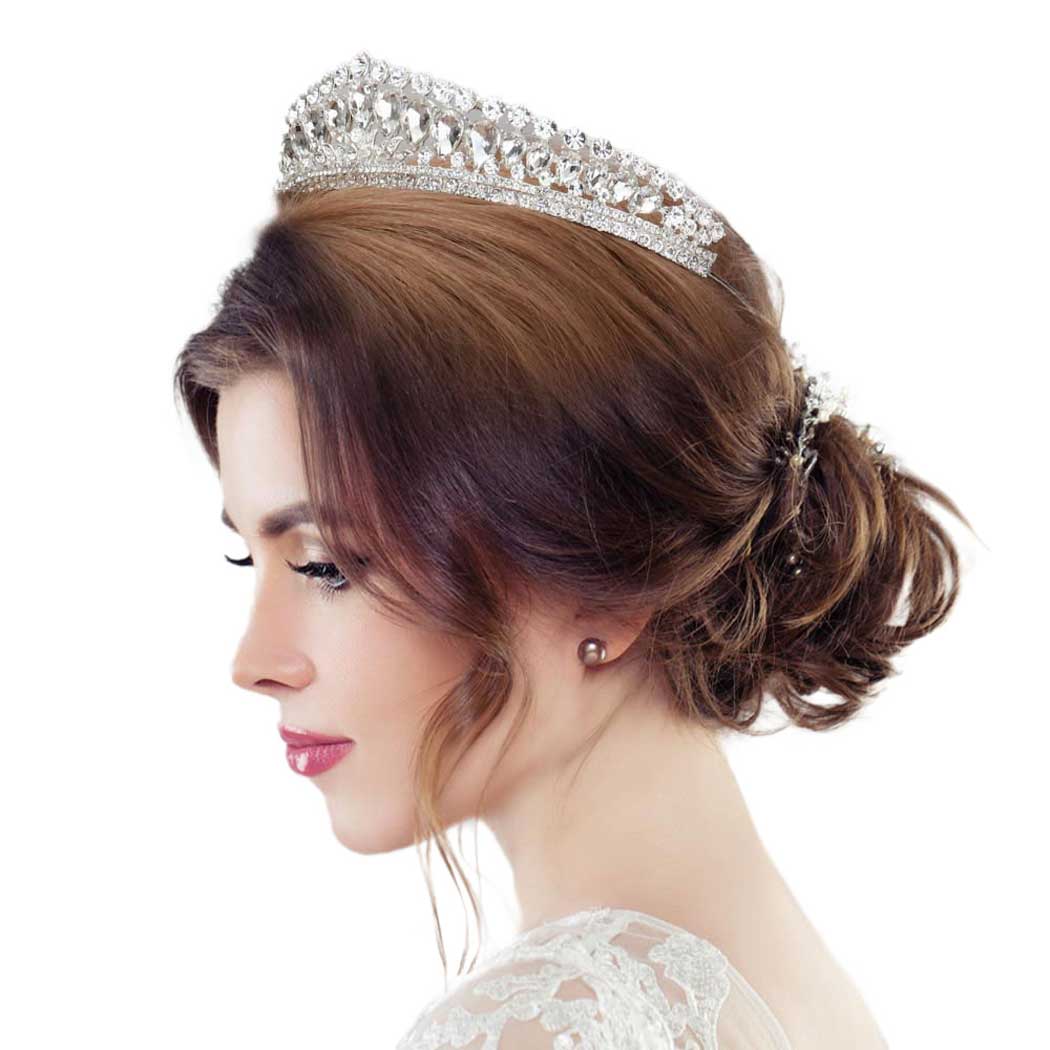 Teardrop Stone Cluster Princess Tiara - Luzilly Bridal & Apparel