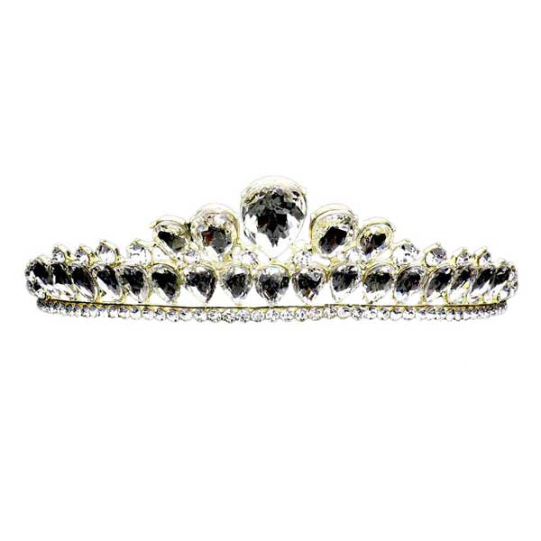 Teardrop Stone Cluster Princess Tiara - Luzilly Bridal & Apparel