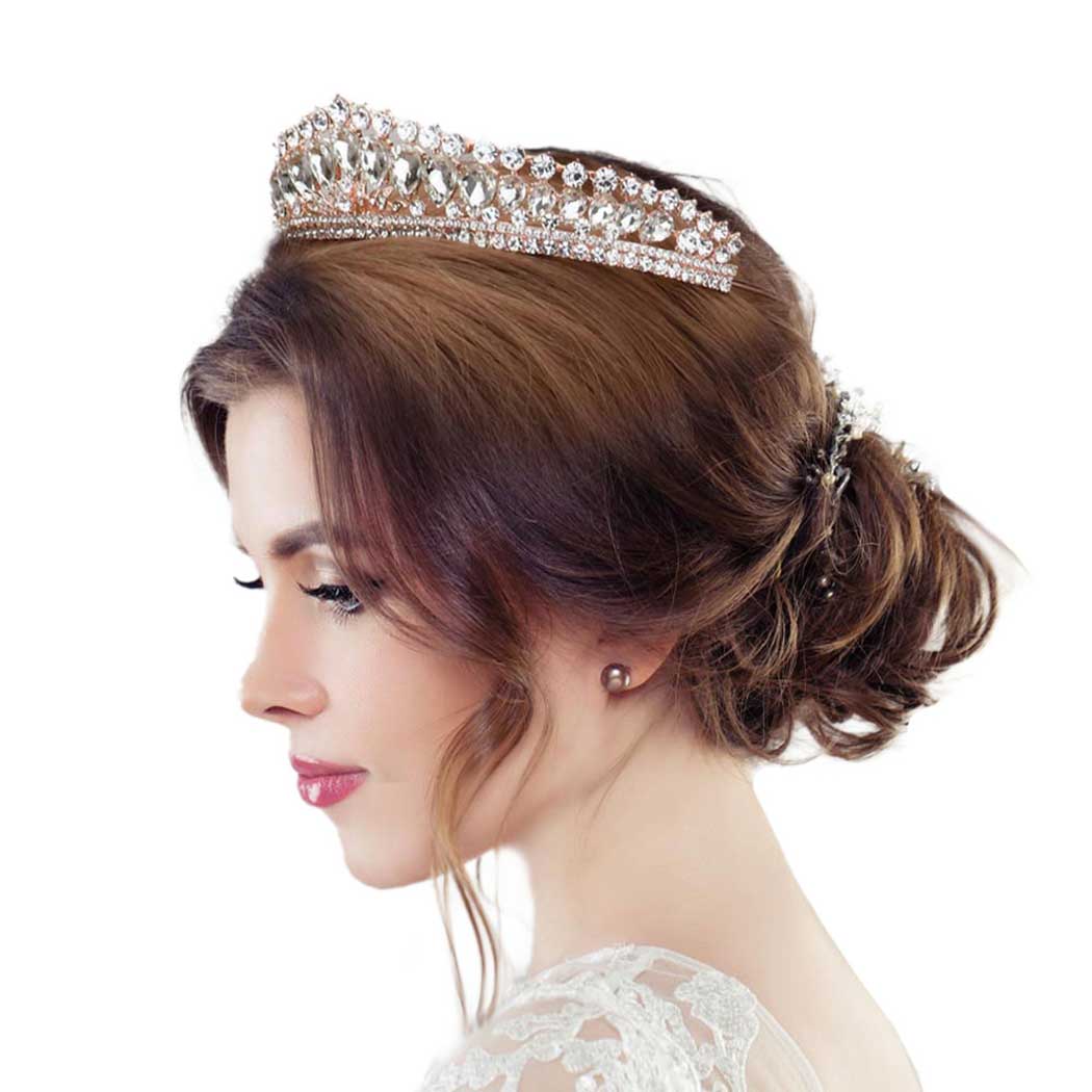 Teardrop Stone Cluster Princess Tiara - Luzilly Bridal & Apparel