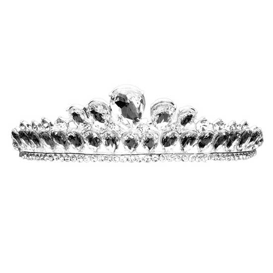 Teardrop Stone Cluster Princess Tiara - Luzilly Bridal & Apparel