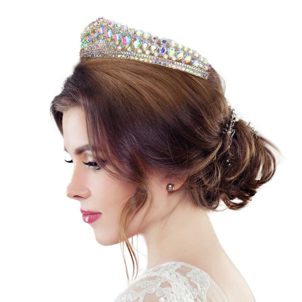 Teardrop Stone Cluster Princess Tiara - Luzilly Bridal & Apparel