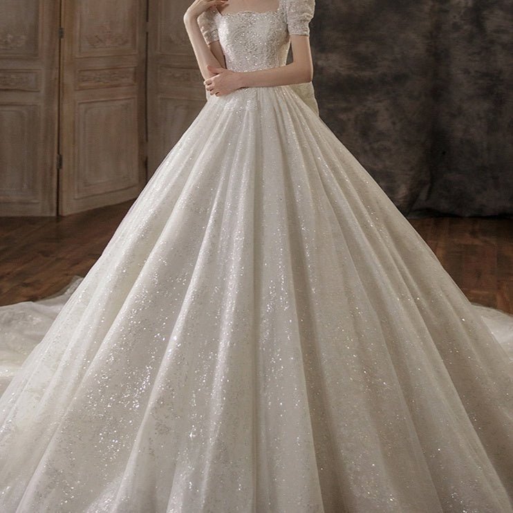 Mori-Style Wedding Dress with Train Option - Luzilly Bridal & Apparel