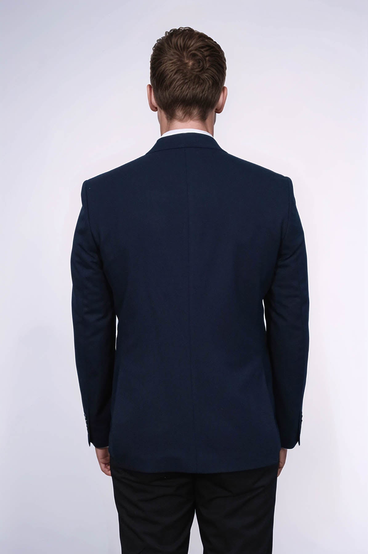 Textured Slim Fit Notch Lapel Navy Blue Men Blazer - Wessi - Luzilly Bridal & Apparel