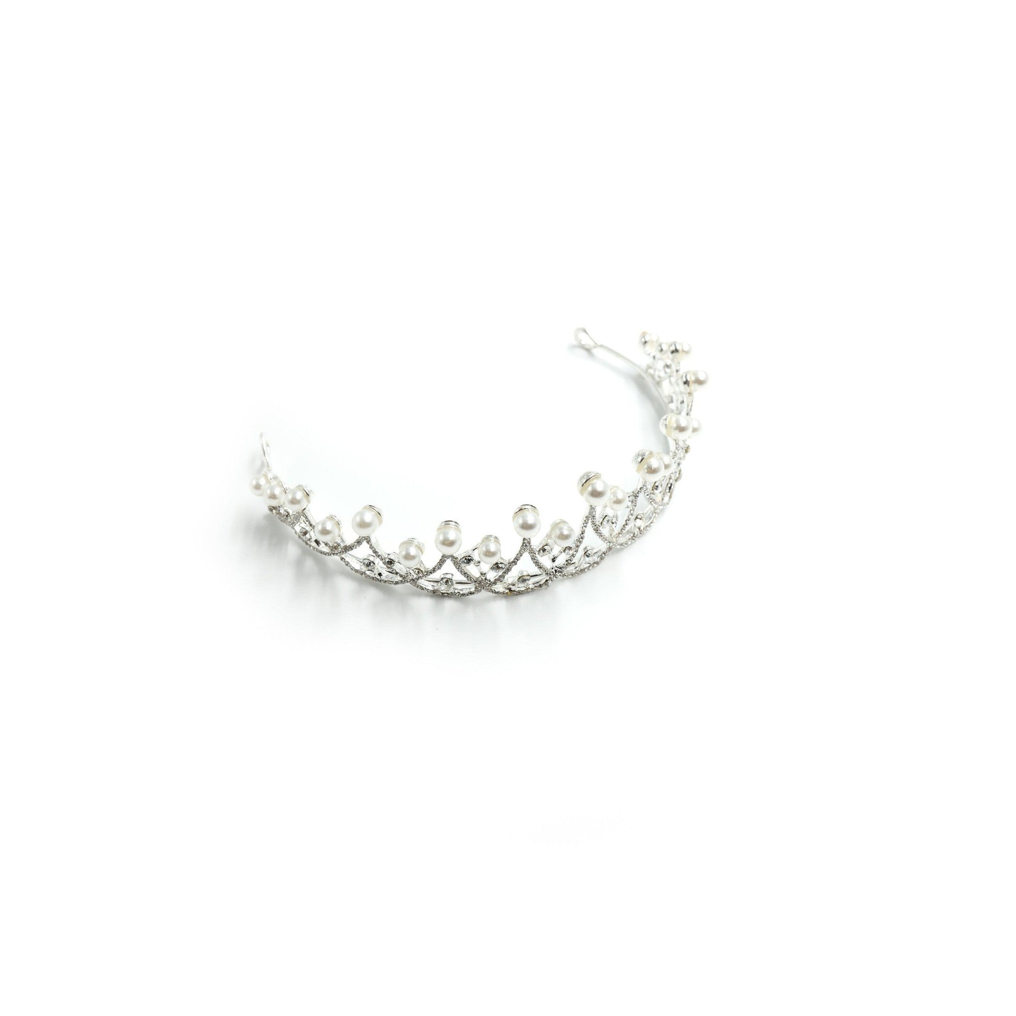 The Age of Pearls Crown Tiara in Silver | Royalty Crown Party or Bridal Hair Accessory - Luzilly Bridal & Apparel