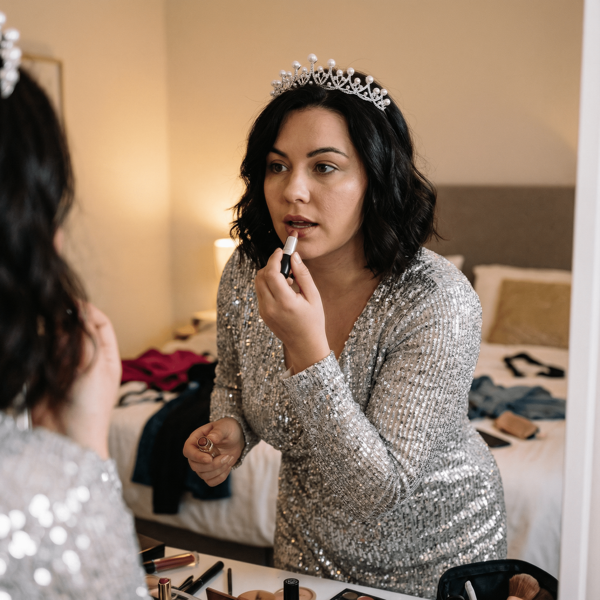 The Age of Pearls Crown Tiara in Silver | Royalty Crown Party or Bridal Hair Accessory - Luzilly Bridal & Apparel