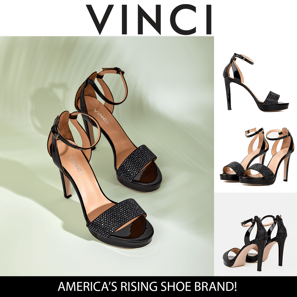The Mars Platform Heel Black Leather Women's Sandal - Luzilly Bridal & Apparel