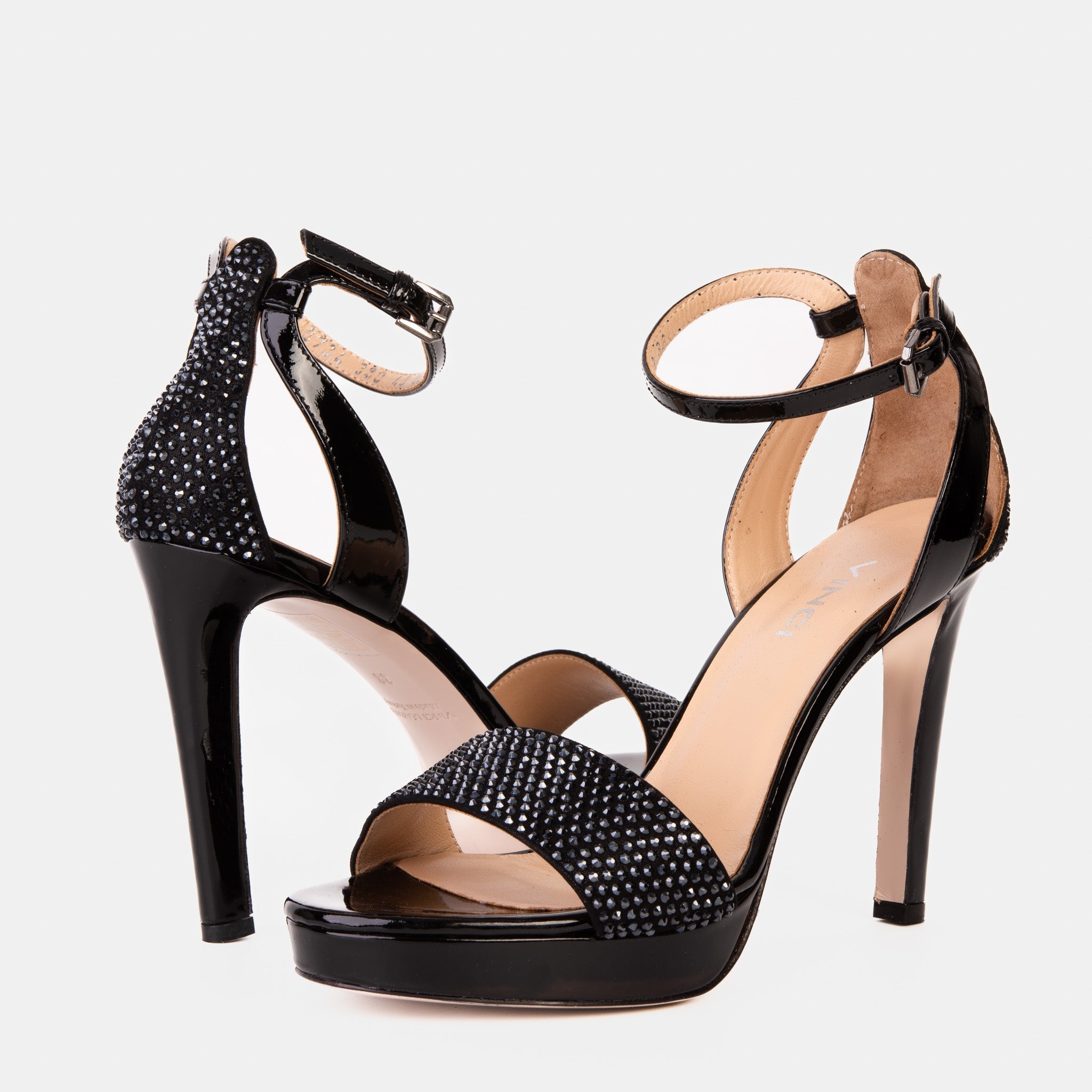 The Mars Platform Heel Black Leather Women's Sandal - Luzilly Bridal & Apparel