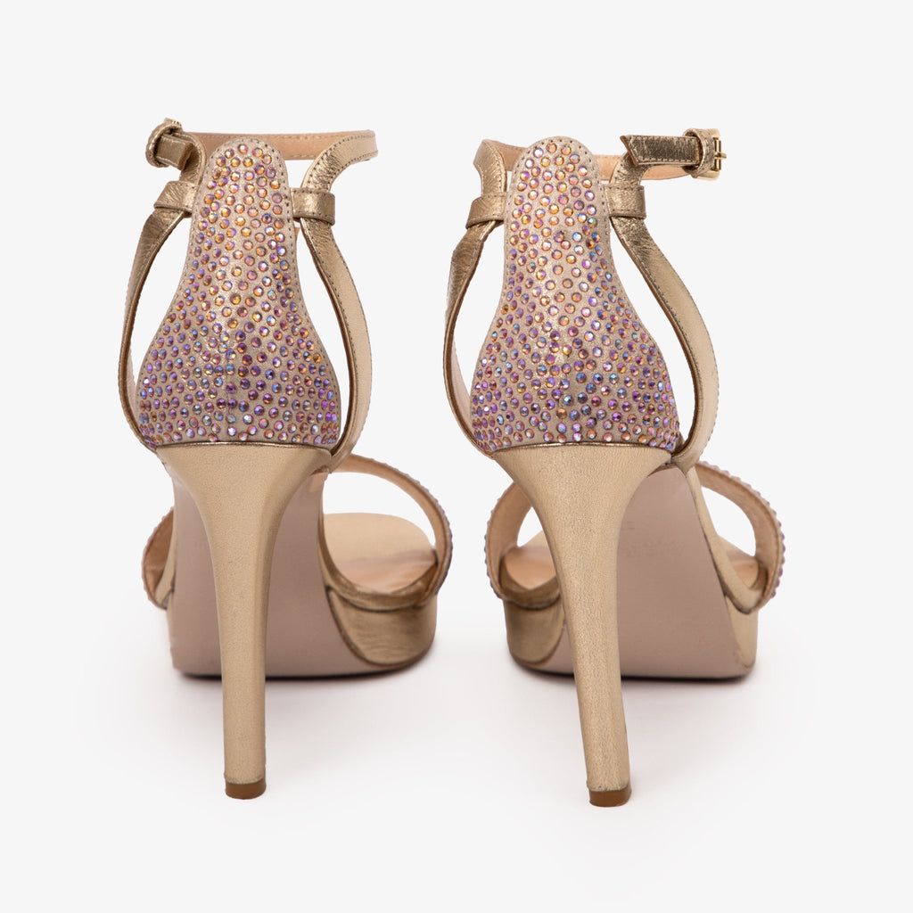 The Mars Platform Heel Gold Leather Women's Sandal - Luzilly Bridal & Apparel