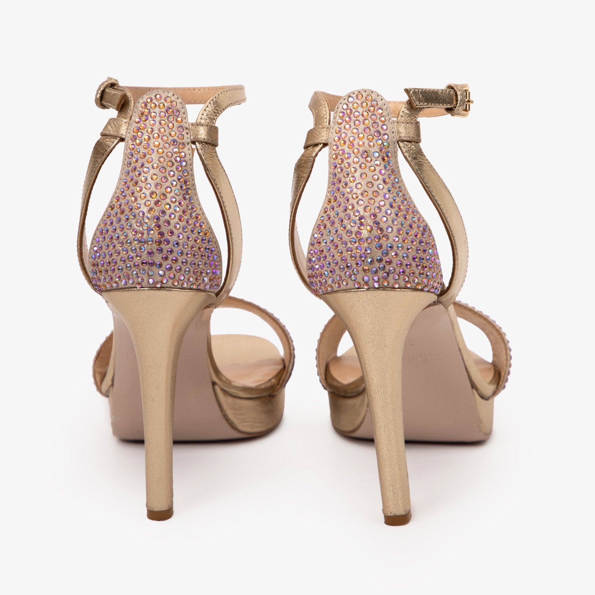 The Mars Platform Heel Gold Leather Women's Sandal - Luzilly Bridal & Apparel