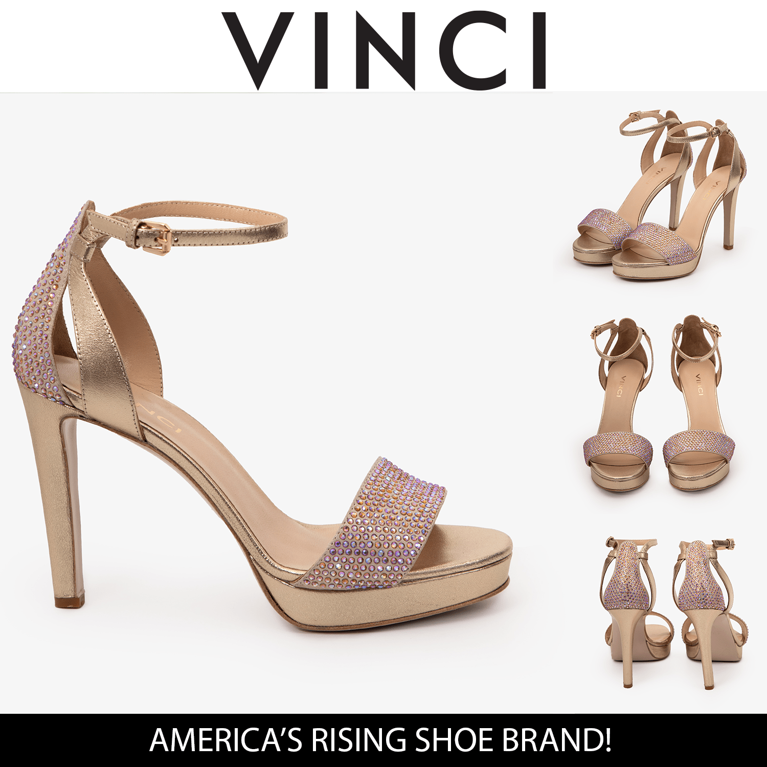 The Mars Platform Heel Gold Leather Women's Sandal - Luzilly Bridal & Apparel