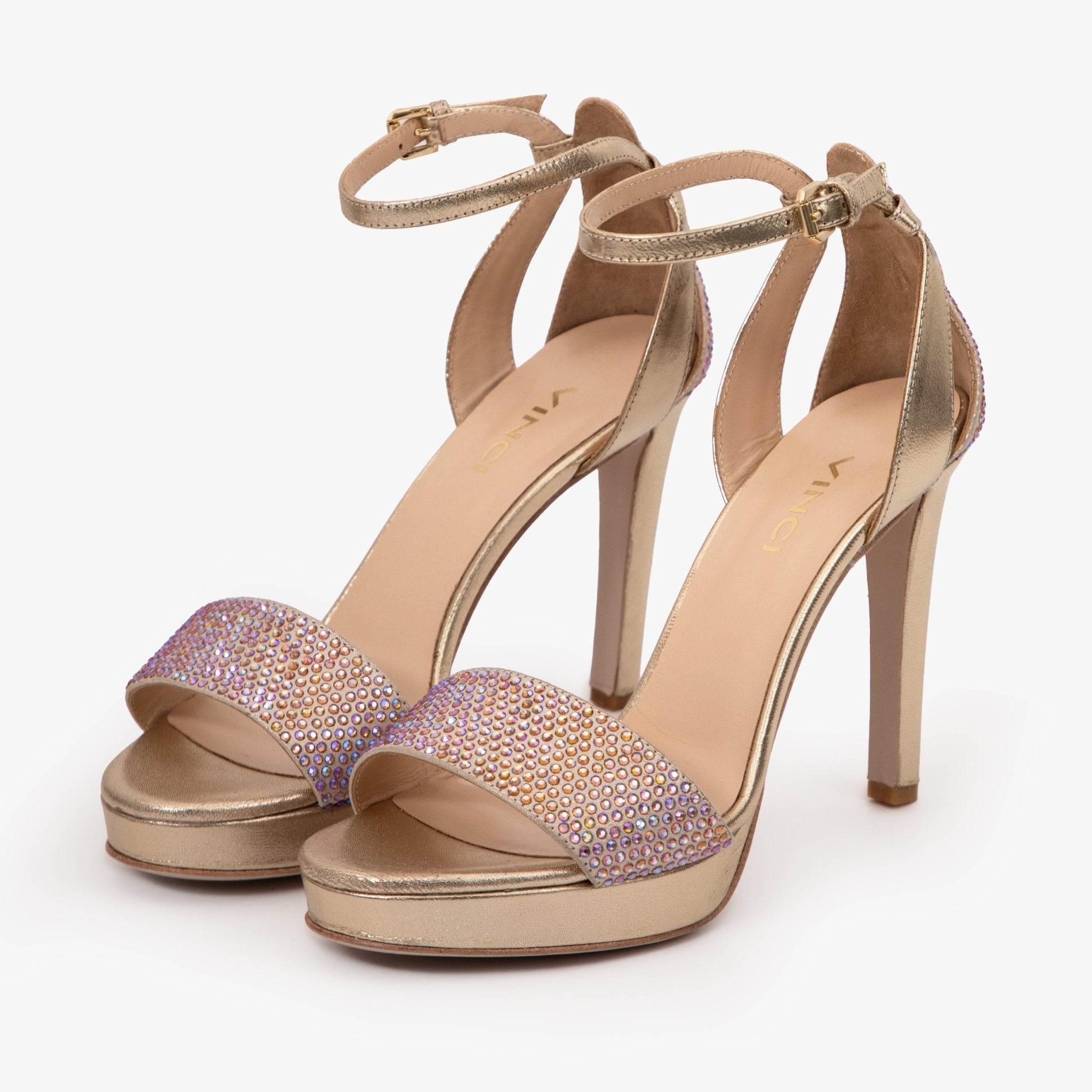 The Mars Platform Heel Gold Leather Women's Sandal - Luzilly Bridal & Apparel