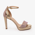 The Mars Platform Heel Gold Leather Women's Sandal - Luzilly Bridal & Apparel