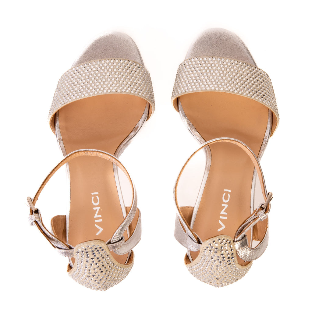 The Mars Platform Heel Silver Leather Women's Sandal - Luzilly Bridal & Apparel