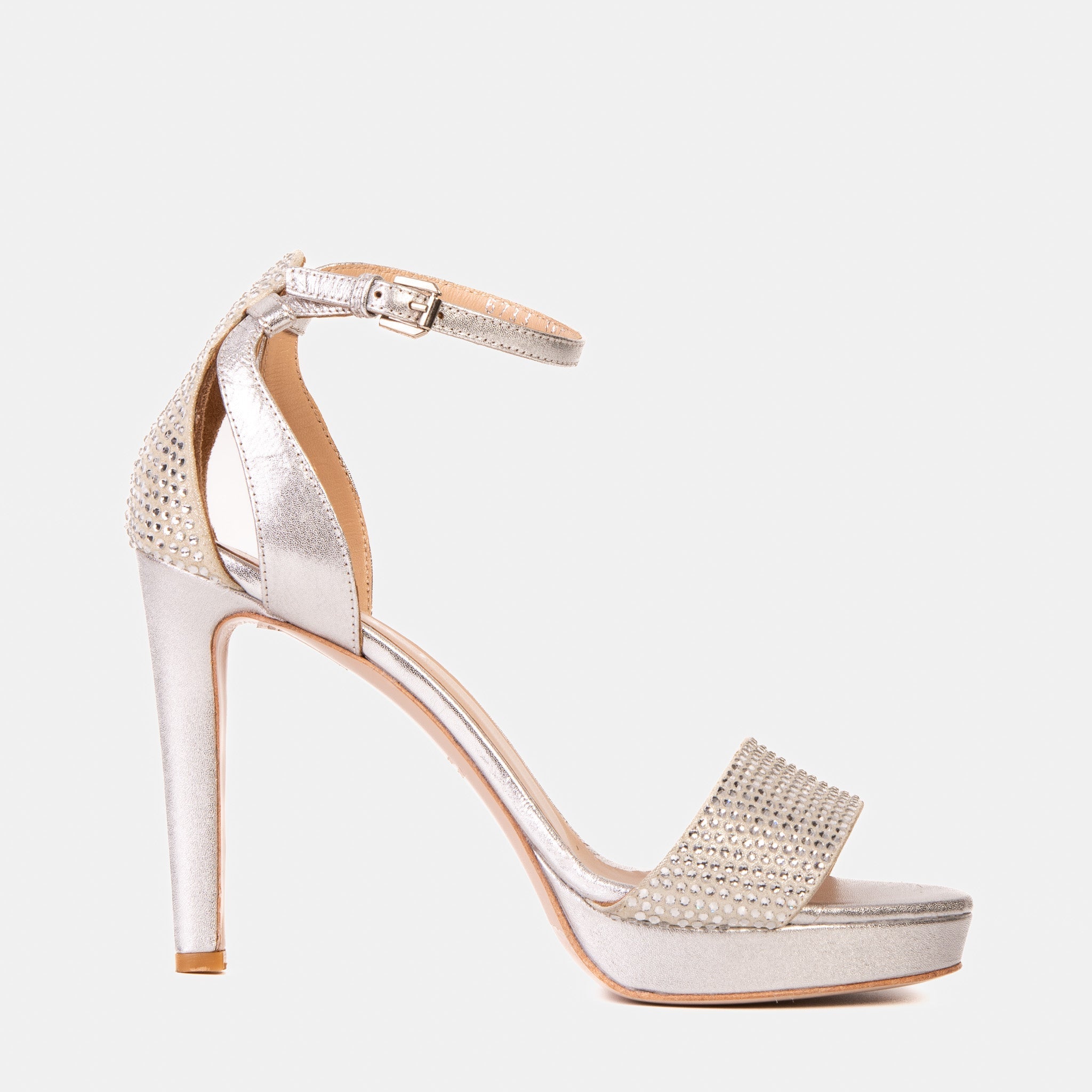 The Mars Platform Heel Silver Leather Women's Sandal - Luzilly Bridal & Apparel