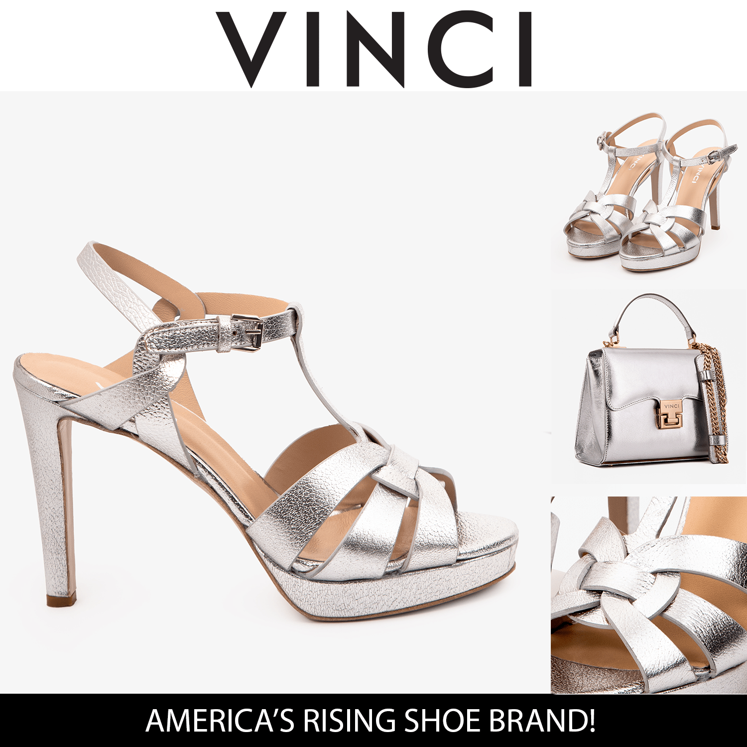 The Parisian Silver Leather T-Strap Platform Heel Women Sandal - Luzilly Bridal & Apparel