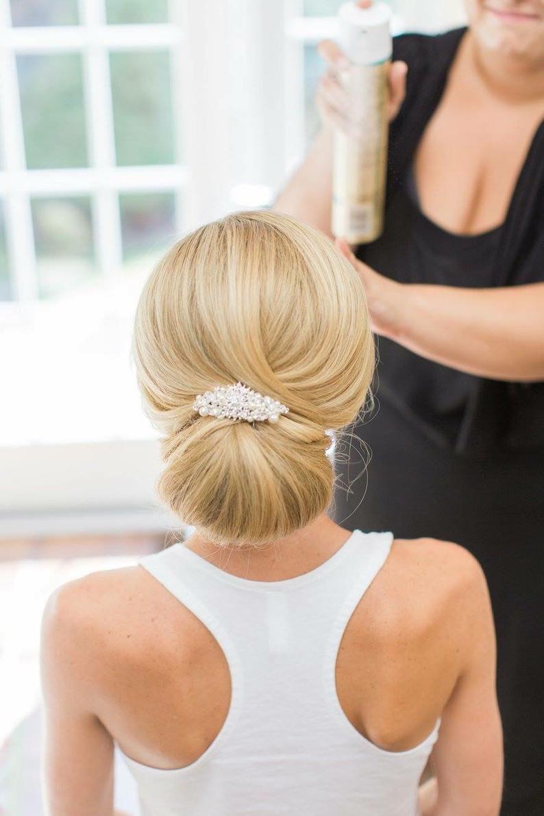 The Princess Bridal tiara hair comb (Silver Rhinestone and Pearl) - Luzilly Bridal & Apparel