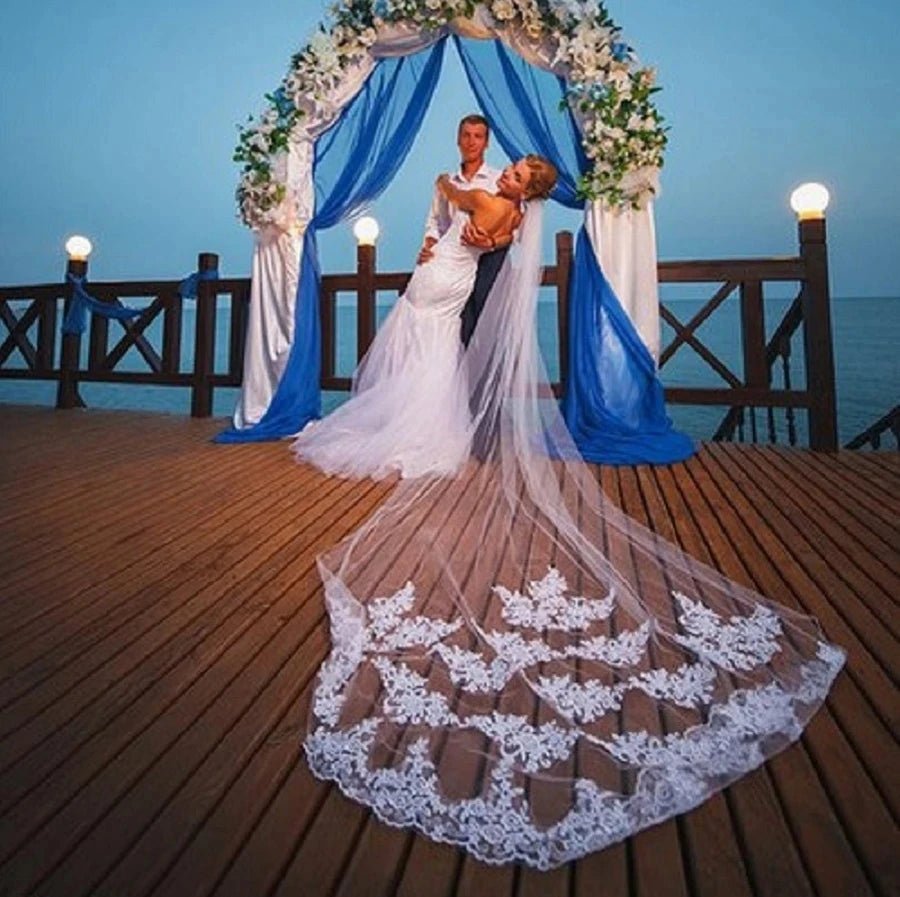 Three-Meter Cathedral Lace Wedding Veil - Luzilly Bridal & Apparel