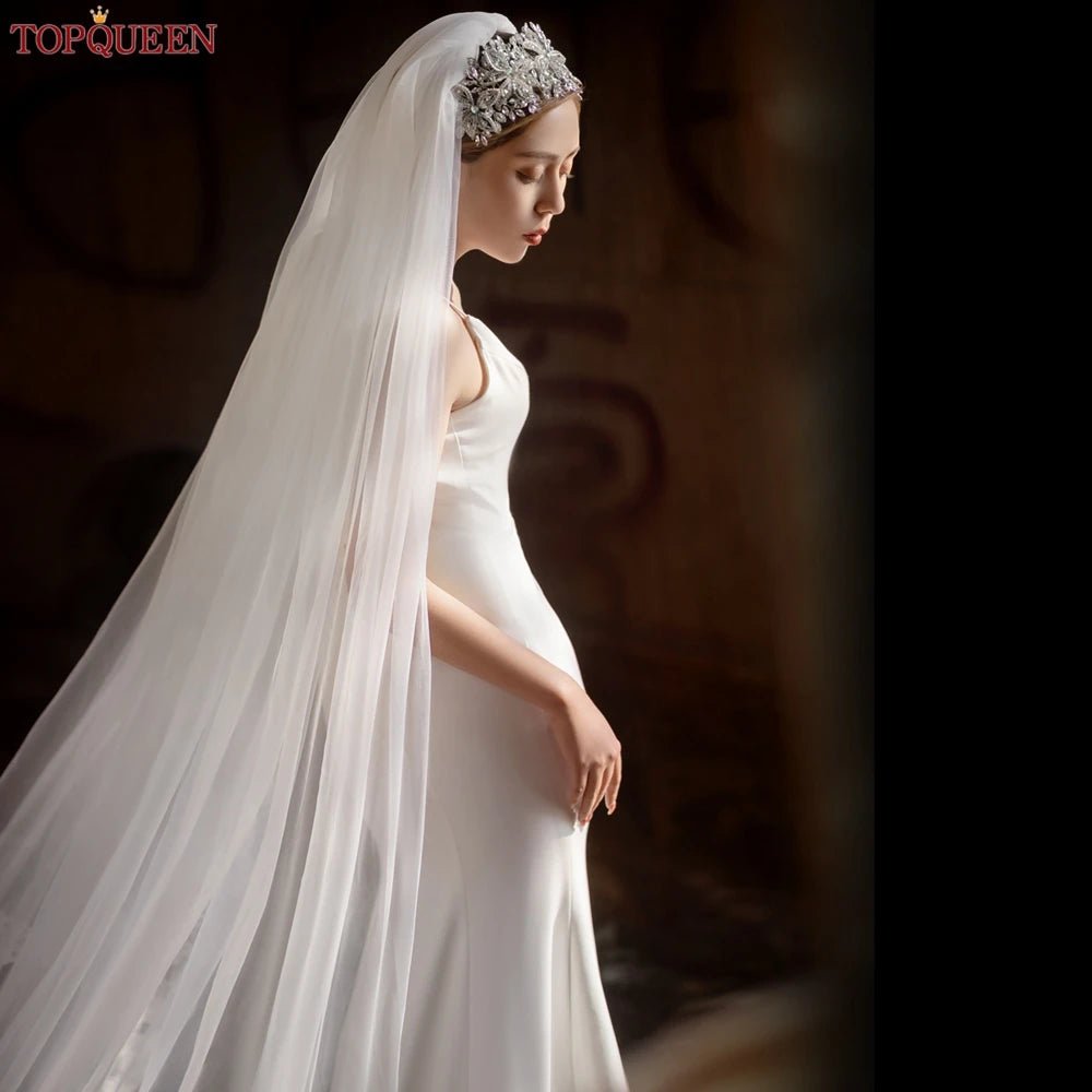 Three-Meter Cathedral Tulle Veil with Hair Comb - Luzilly Bridal & Apparel
