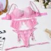 Three-Piece Boned Lace Bra and Garter Set - Luzilly Bridal & Apparel