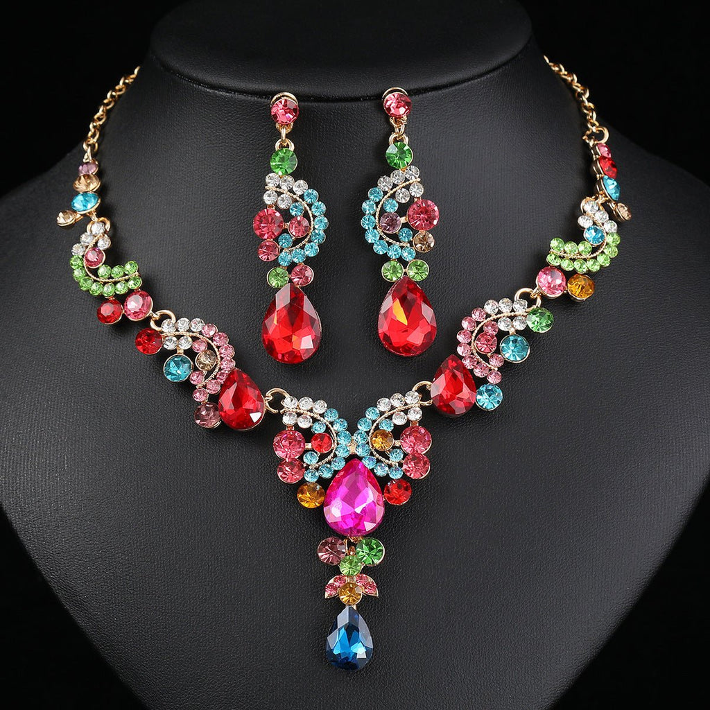 Three-Piece Bridal Earring & Necklace Set - Luzilly Bridal & Apparel