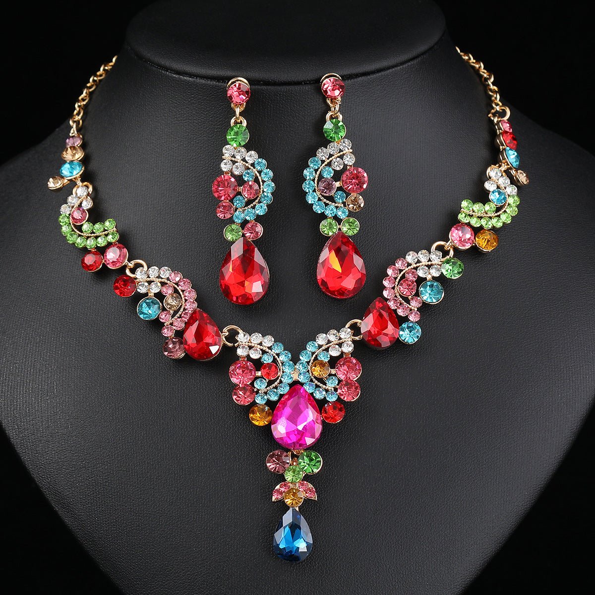 Three-Piece Bridal Earring & Necklace Set - Luzilly Bridal & Apparel