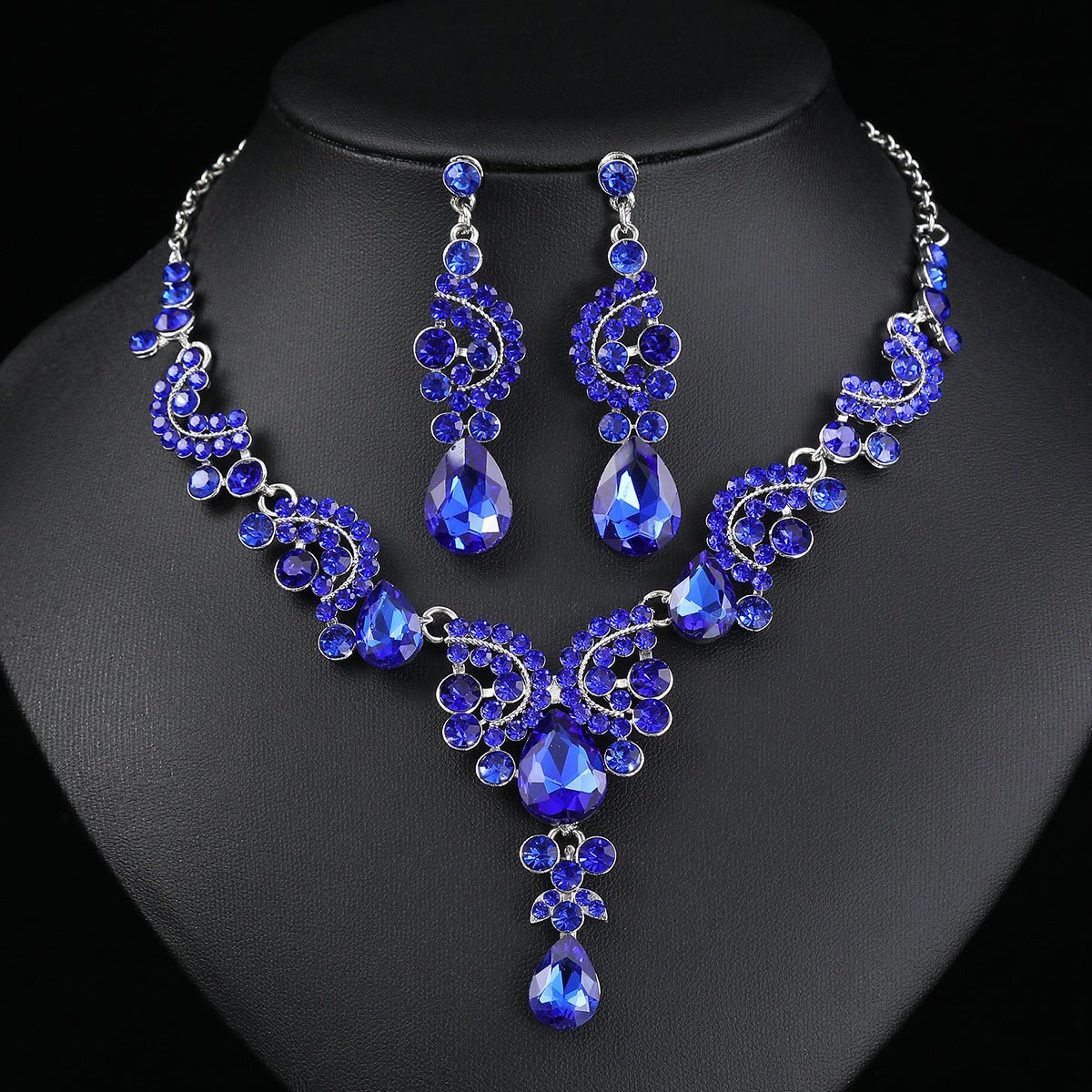 Three-Piece Bridal Earring & Necklace Set - Luzilly Bridal & Apparel