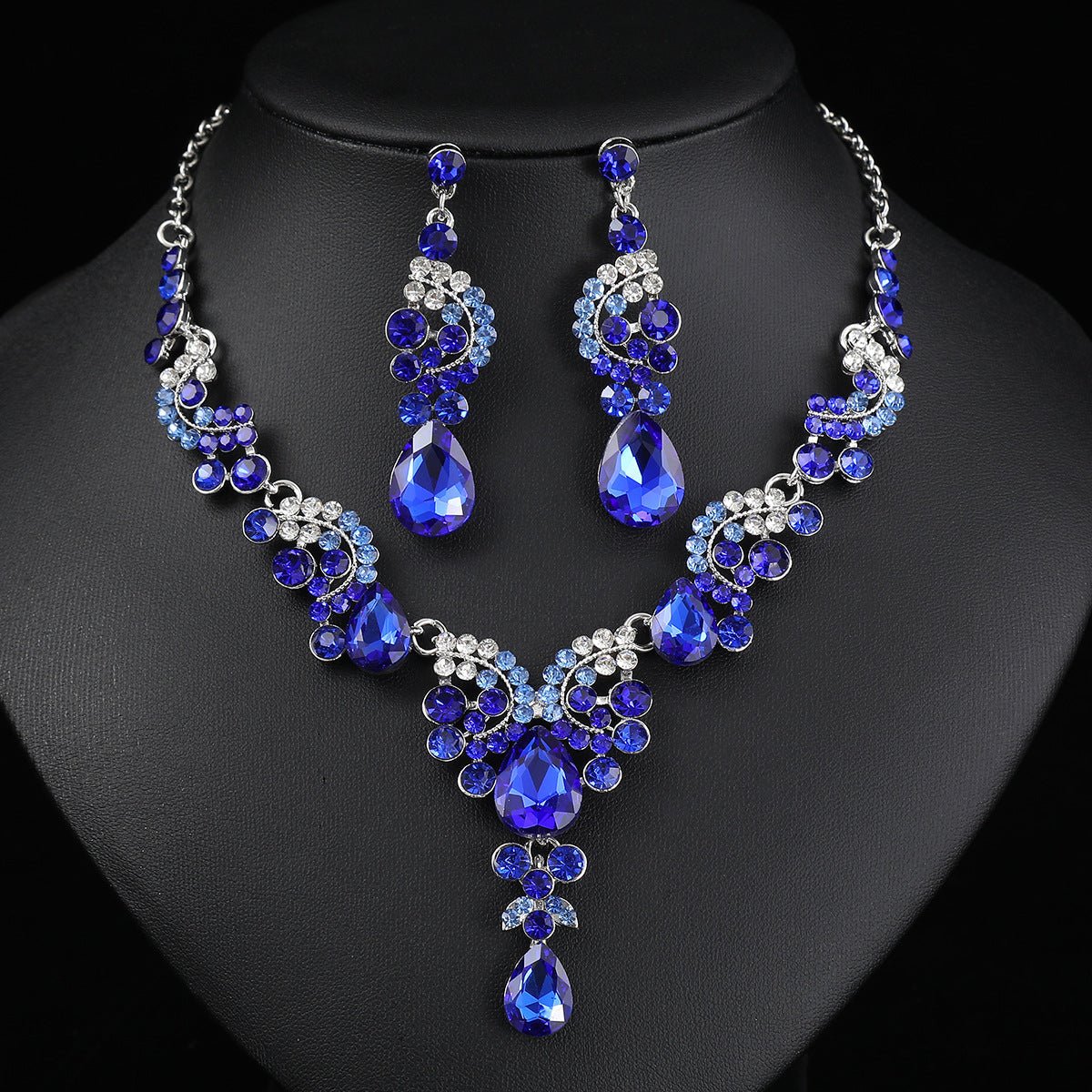 Three-Piece Bridal Earring & Necklace Set - Luzilly Bridal & Apparel