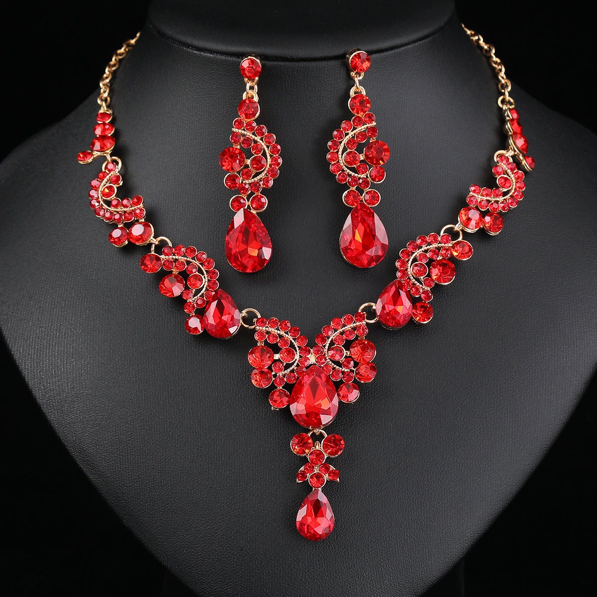 Three-Piece Bridal Earring & Necklace Set - Luzilly Bridal & Apparel