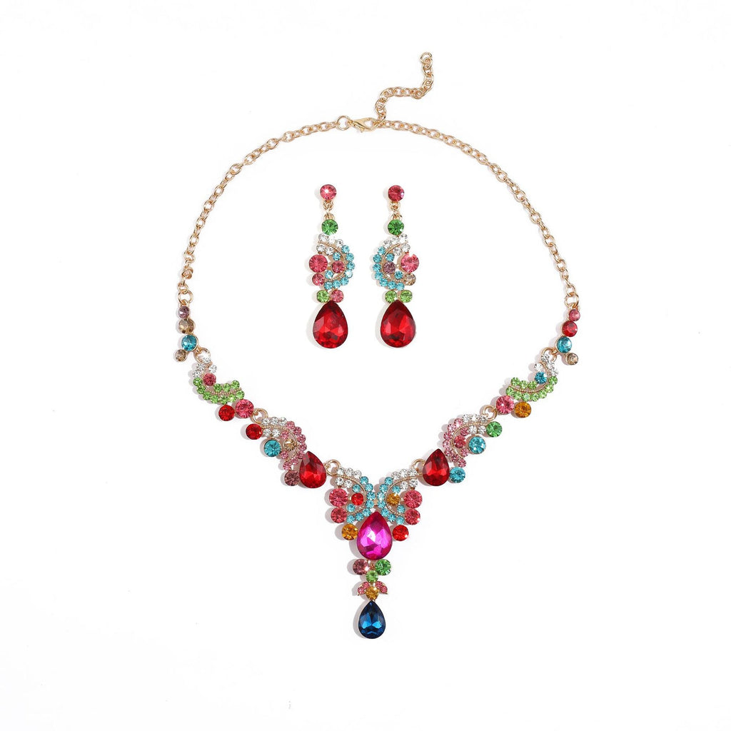Three-Piece Bridal Earring & Necklace Set - Luzilly Bridal & Apparel