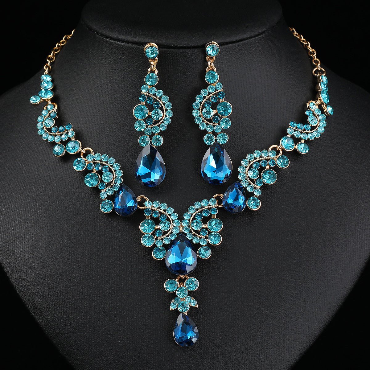 Three-Piece Bridal Earring & Necklace Set - Luzilly Bridal & Apparel