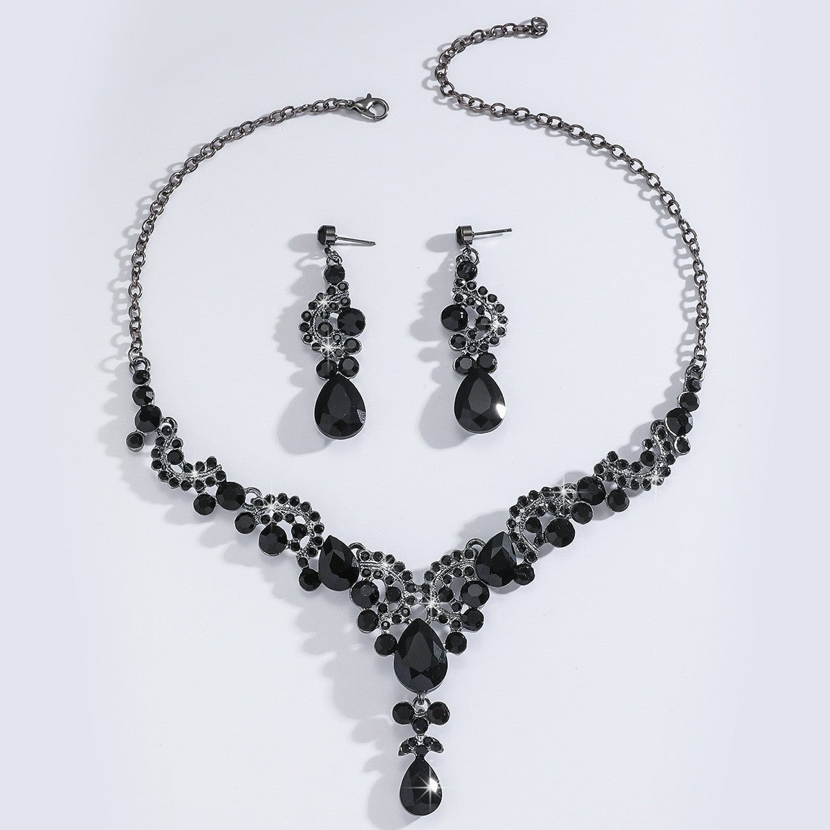 Three-Piece Bridal Earring & Necklace Set - Luzilly Bridal & Apparel