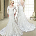 Three-Quarter Sleeve Lace Wedding Gown - Luzilly Bridal & Apparel