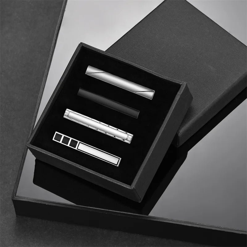 Tie Clip For Men Business Party Minimalist Tie Clips And Cufflinks To Man Shirt Gift Box Jewelry Men's Cuff Man Fashion Lawyer - Luzilly Bridal & Apparel