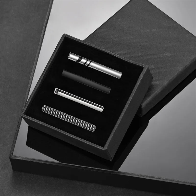 Tie Clip For Men Business Party Minimalist Tie Clips And Cufflinks To Man Shirt Gift Box Jewelry Men's Cuff Man Fashion Lawyer - Luzilly Bridal & Apparel