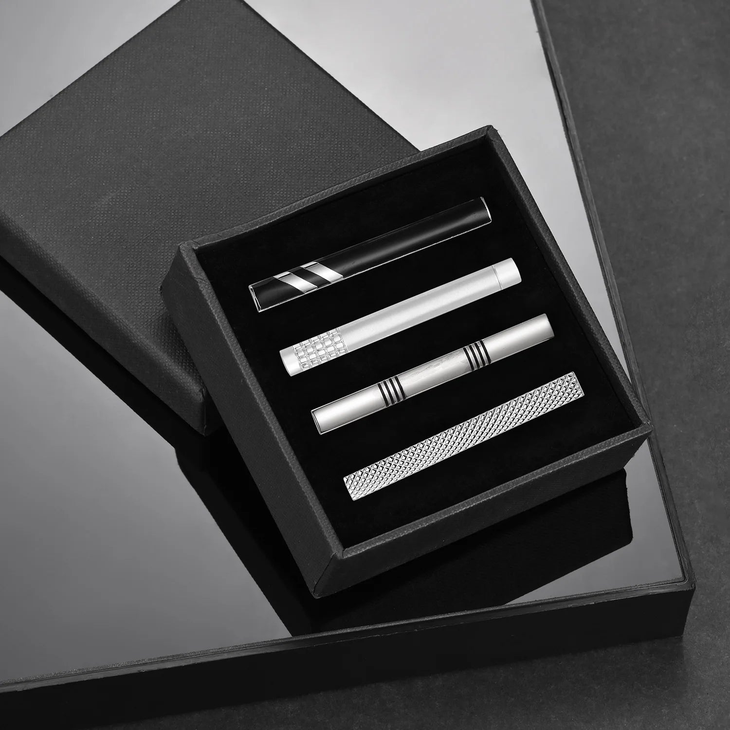 Tie Clip For Men Business Party Minimalist Tie Clips And Cufflinks To Man Shirt Gift Box Jewelry Men's Cuff Man Fashion Lawyer - Luzilly Bridal & Apparel