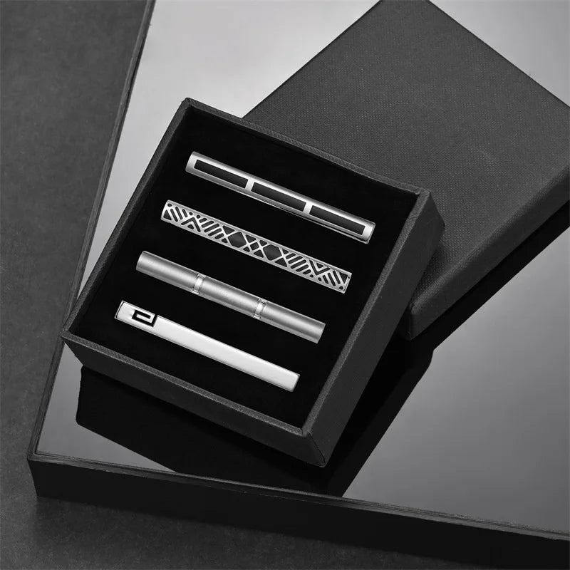 Tie Clip For Men Business Party Minimalist Tie Clips And Cufflinks To Man Shirt Gift Box Jewelry Men's Cuff Man Fashion Lawyer - Luzilly Bridal & Apparel