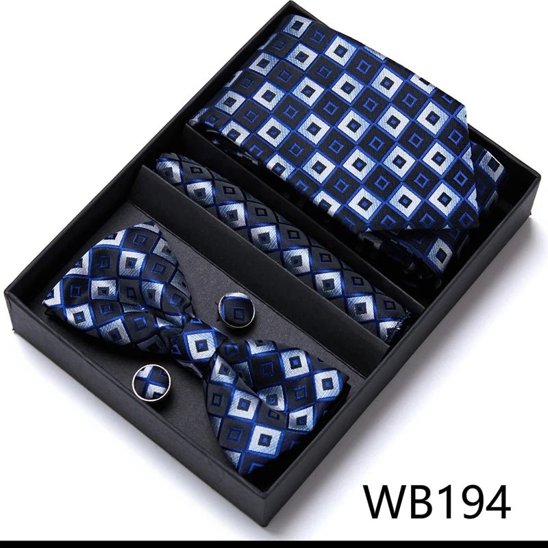 Tie For Men Formal Dress Tuxedo NeckTie Handkerchief Bow Tie Set PlaisyParty Groom Wedding Butterfly Bowtie In Box - Luzilly Bridal & Apparel