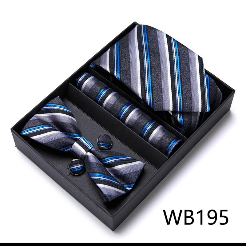 Tie For Men Formal Dress Tuxedo NeckTie Handkerchief Bow Tie Set PlaisyParty Groom Wedding Butterfly Bowtie In Box - Luzilly Bridal & Apparel