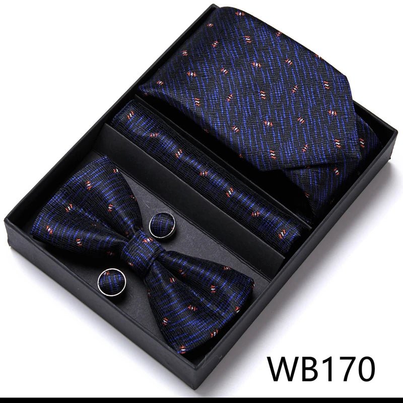 Tie For Men Formal Dress Tuxedo NeckTie Handkerchief Bow Tie Set PlaisyParty Groom Wedding Butterfly Bowtie In Box - Luzilly Bridal & Apparel