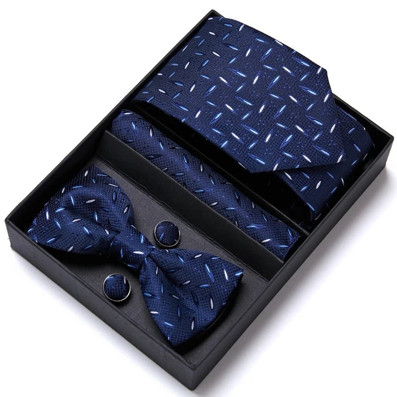 Tie For Men Formal Dress Tuxedo NeckTie Handkerchief Bow Tie Set PlaisyParty Groom Wedding Butterfly Bowtie In Box - Luzilly Bridal & Apparel