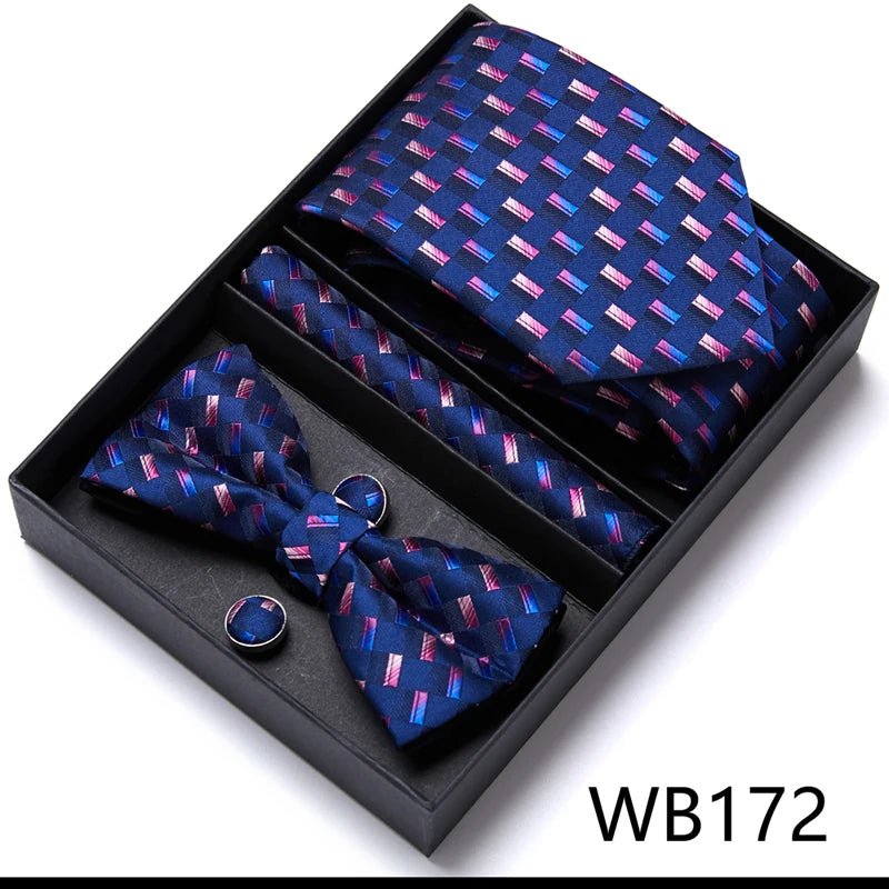 Tie For Men Formal Dress Tuxedo NeckTie Handkerchief Bow Tie Set PlaisyParty Groom Wedding Butterfly Bowtie In Box - Luzilly Bridal & Apparel