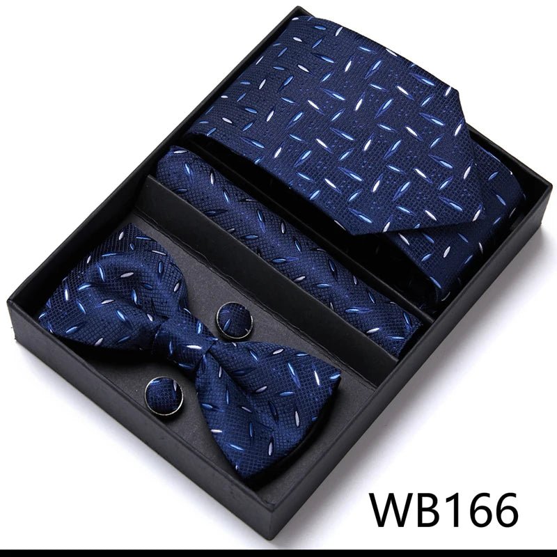 Tie For Men Formal Dress Tuxedo NeckTie Handkerchief Bow Tie Set PlaisyParty Groom Wedding Butterfly Bowtie In Box - Luzilly Bridal & Apparel