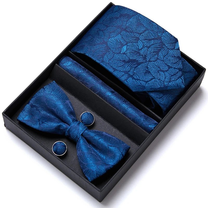 Tie For Men Formal Dress Tuxedo NeckTie Handkerchief Bow Tie Set PlaisyParty Groom Wedding Butterfly Bowtie In Box - Luzilly Bridal & Apparel